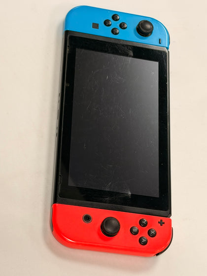 nintendo switch console red and blue joycons