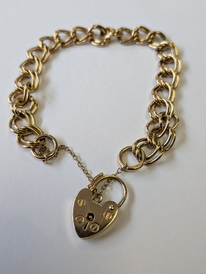 9ct Gold Ladies Charm Bracelet With Locket