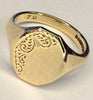 9CT Gold Patterned Gents Signet Ring Size T