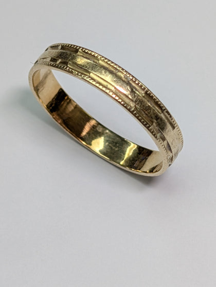 14ct Gold Patterned Wedding Band - Size W 1/2