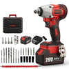 TEENO. 20V Brushless Lithium-Ion Impact Wrench 3.0Ah Batteries, Charger, 3