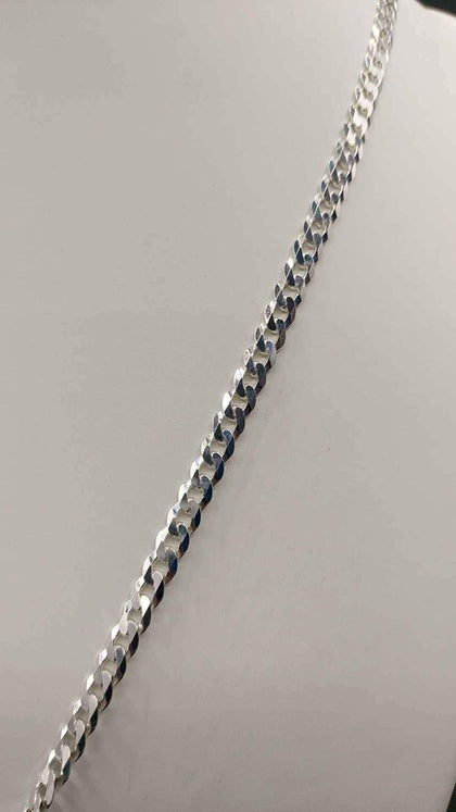 925 Sterling Silver Thin Curb Chain Necklace With Opening Oval Locket - 32.2 Grams - 24