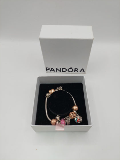 Pandora Bracelet With 8 charms Hallmarked and Tested (Pandora ALE)