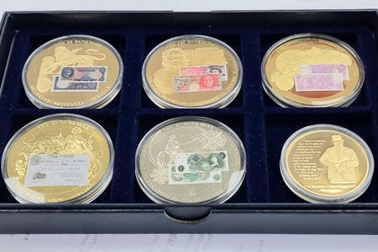 Set of Six Commemorative British Bank Note Coins