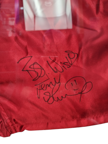 Montage Moments SIGNED Frank Bruno Boxing Shorts - Framed With Certificate Of Authenticity