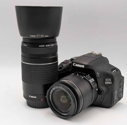 Canon EOS 600D SLR 18-55mm Digital Camera W/ Canon EF 75-300m f/4-5.6 III Black Lens, W/ Accessories
