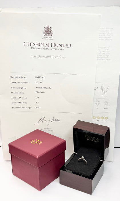 Platinum Princess Cut Diamond Ring Size K 1/2