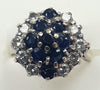 18ct white gold diamond & sapphire ring Size Q