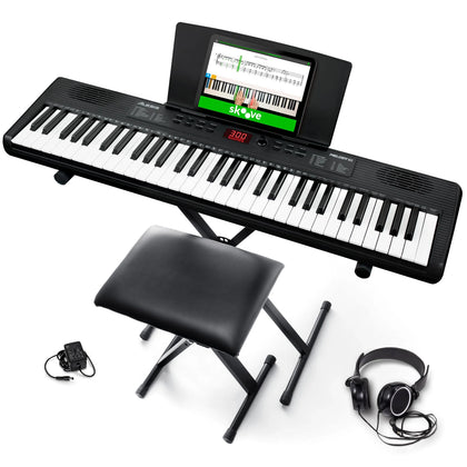 Alesis Melody 61 Keyboard Piano For Beginners with 61 Keys, Stand, Bench, Headphones, 300 Sounds and Music