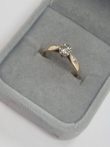 9CT GOLD DIAMOND RING 0.25CT SIZE R