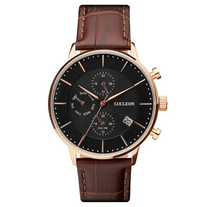 Lucleon Lowell Ternion Men's stainless steel dual time mens watch