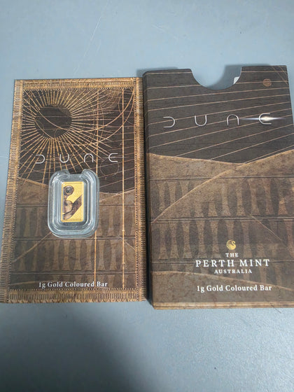24ct GOLD BAR 1G 916 THE PEARTH MINT DUNE
