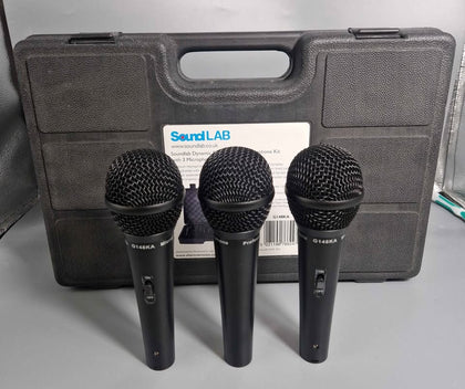 Soundlab Dynamic Vocal Microphone Kit - 3 Microphones, Leads, Carry Case