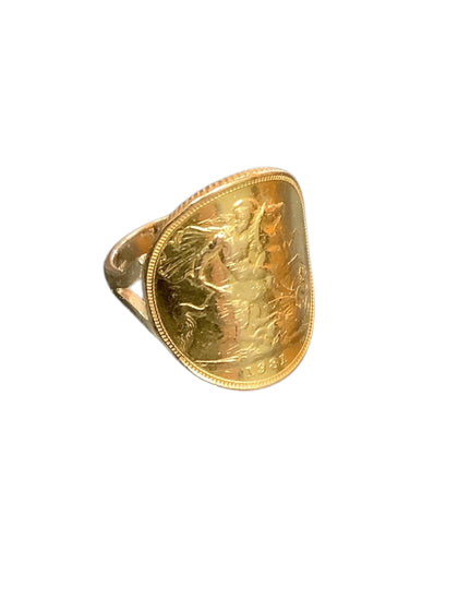 1981 Bent-Over Full Sovereign Ring - 9.74g total