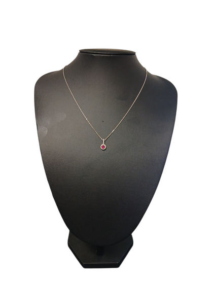 TJH Collection 18ct White Gold Brilliant Cut Ruby & Diamond Halo Necklace P39072GW18RB