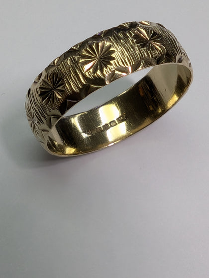 9CT GOLD PATTERNED WEDDING BAND RING PRESTON STORE
