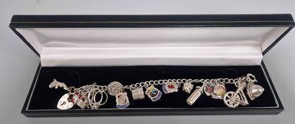Silver Charm Bracelet 44.5G
