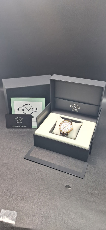 Gv2 gevril Siena Blue Mop Dial Two Tone Rose Bracelet Swiss Quartz ladies Watch