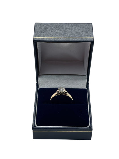 Gold Diamond Ring - 9ct - 2g - Size M