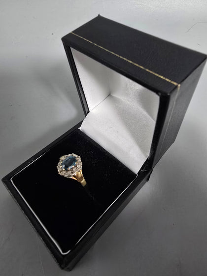 9CT Gold Ring With Blue Stone Size N 2.1G 375