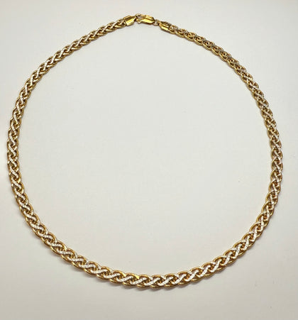 9ct yellow and white gold twist link necklace 15.5