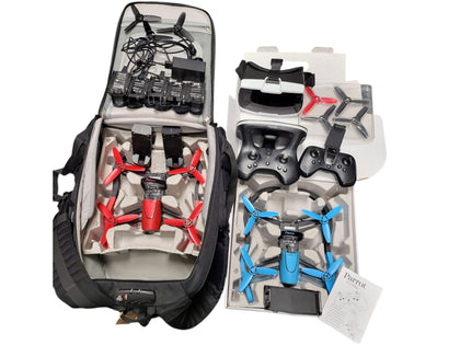 Parrot Bebop Drone Set - Includes x2 Parrot Bebop Drones, x5 batteries, a VR Headset for your phone, x 2 controllers, x2 chargers and spare propellers