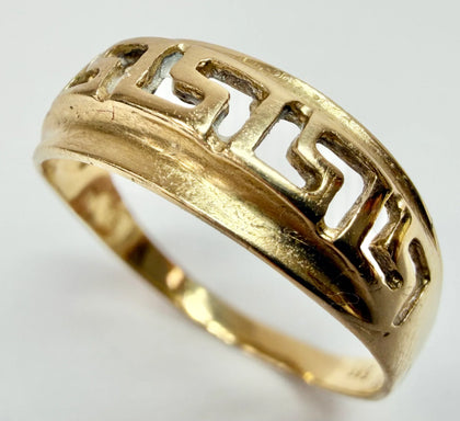 14ct Yellow gold Greek Key ring size N 1/2