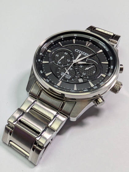 Citizen steel body watch with black face boxed