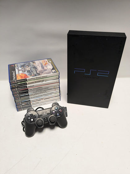 Playstation 2 Console, Black 10 Game Package