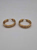 Pair Of 9ct Yellow Gold 1" Hoop Earrings With Pink & White Stones - 7.76 Grams