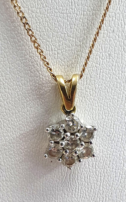 18ct Diamond Pendant with 9ct chain LEYLAND