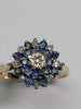 9ct gold diamond & blue stone ring
