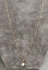 9ct Yellow Gold Rectangle Link Chain & Clear Gemstone Pendant