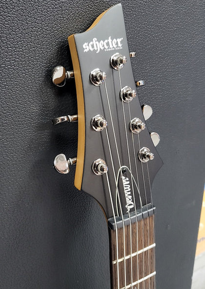 schecter diamond series 7 string demon - Black With Yellow Trim