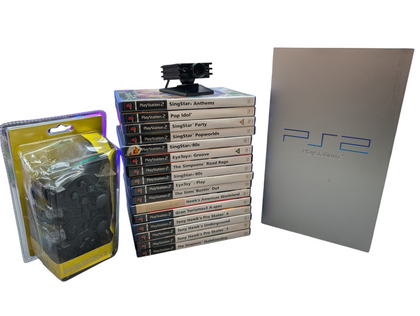 SONY SILVER PS2 CONSOLE WITH 16 GAMES PRESTON STORE