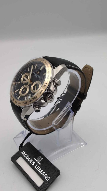 Jacques Lemans Liverpool 1-1877D Mens Chronograph Watch - W/ Leather Strap - Unboxed *NEVER WORN*