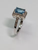 9CT WHITE GOLD DIAMOND & BLUE STONE RING