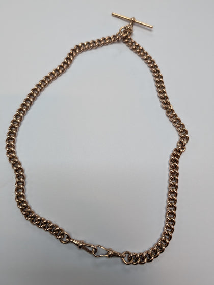 VINTAGE 9CT ROSE GOLD DOUBLE ALBERT CHAIN (HALLMARKED ON ALL LINKS) PRESTON STORE