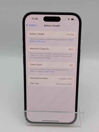 Apple iPhone 15, 128GB Black, Unlocked, Boxed - 86% Battery Health