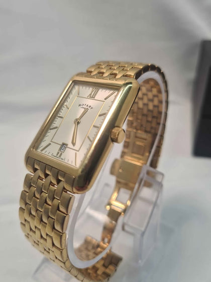 Gents Rotary GB02690/03 Gold Finish Quartz Watch on Steel Bracelet - Boxed With Links