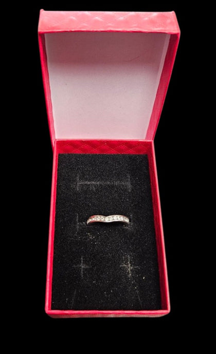 Silver Jeweled Eternity Ring (Size 