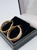 Pair Of 9ct Yellow Gold 1" Hoop Earrings With Pink & White Stones - 7.76 Grams