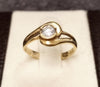 9ct Yellow Gold Bezel set Clear Stone - Size M