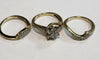 9ct Yellow Gold and Clear Stone 3 Ring Set - Size J - 6.31g total - Hallmarked