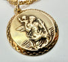 9ct yellow gold St Christoper with twist chain 22"