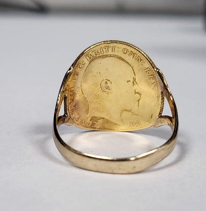 22ct Half Sovreign Ring With 9ct Mount - 4.86G - Size P