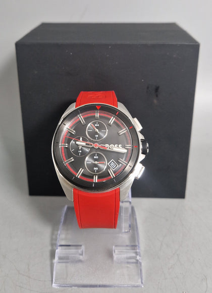 BOSS Watch with red rubber strap 40mm
