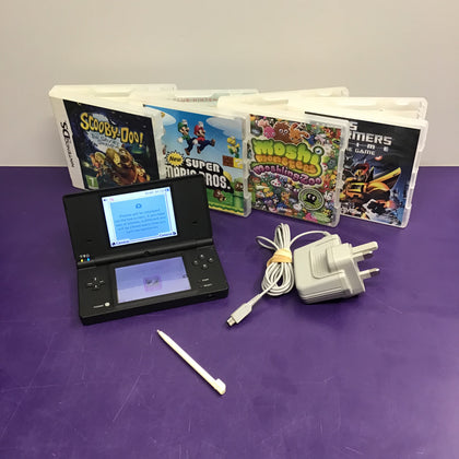 Nintendo Dsi **Black** inc. **4 Games & White Stylus with Official Charger**