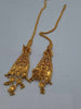 Pair Of Traditional 22ct Yellow Gold Kanchain Jhumka Dangle Earrings With Red Stones - 28.12 Grams
