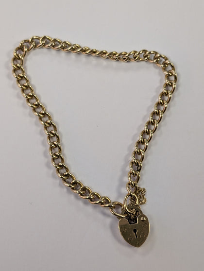 9ct Gold Bracelet With Heart Lock